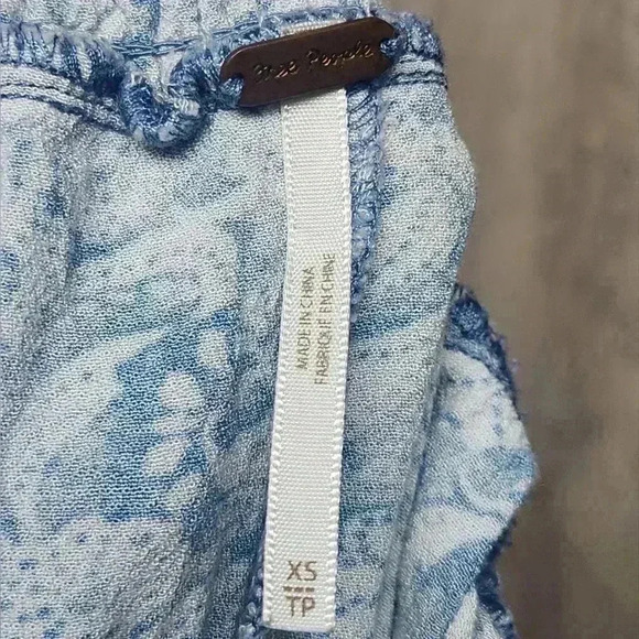 Free People Sugar Sands Wide Leg Jumpsuit BOHO Blue White Size XS Women's - Picture 13 of 15